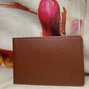 LOUIS VUITTON Brown Taiga Leather Card Holder ID Case Wallet Unisex🍃💯Authentic